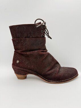 Neosens Leather Boots Brown Red Damask Baroque Whimsigoth Steampunk Romantic 38